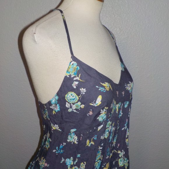 LC LAUREN CONRAD MISSES SIZE 12 BLUE FLORAL COACHELLA SUNRISE MAXI DRESS - Picture 8 of 9